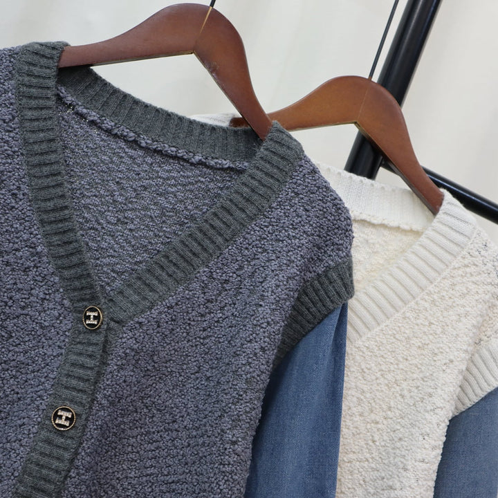 【outer】デニムドッキングニットカーデ　M18289