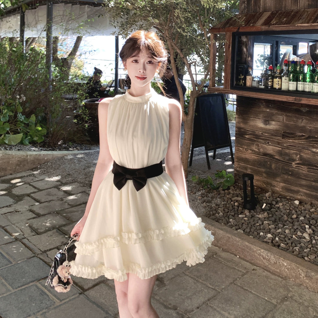 【dress】リボンベルト付きミニワンピース　N3580