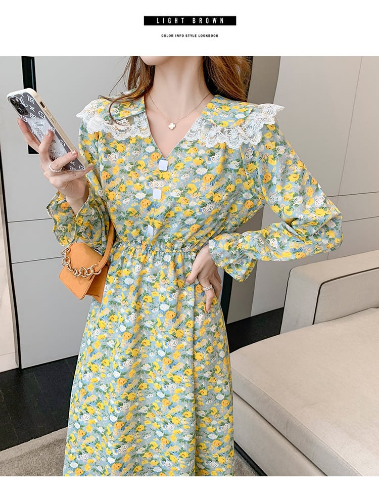 【dress】細身効果抜群♪スウィート花柄ワンピースオシャレ　M17017