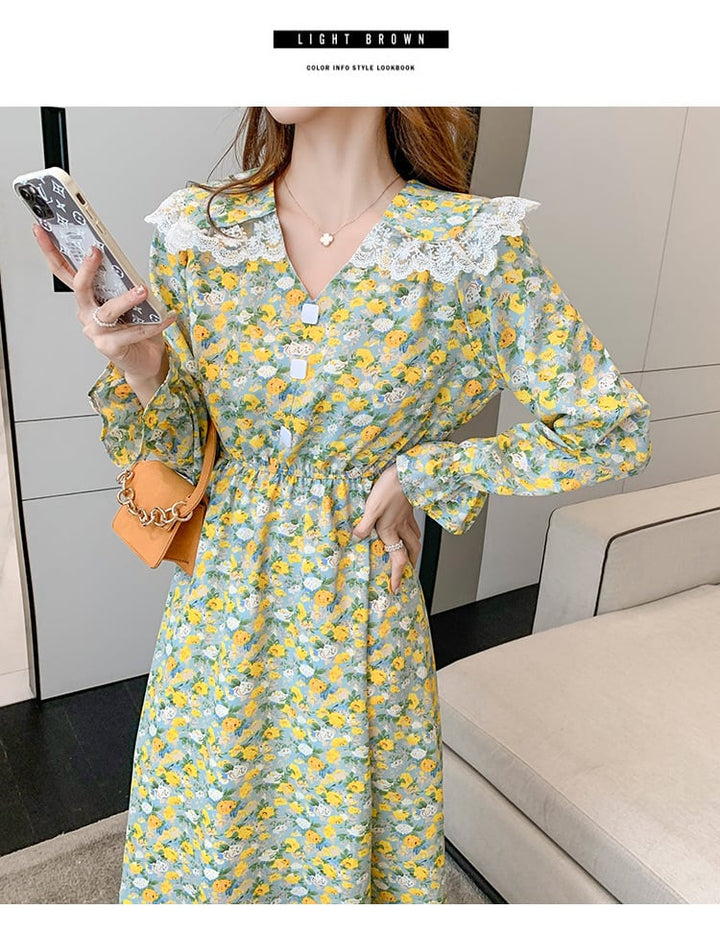【dress】細身効果抜群♪スウィート花柄ワンピースオシャレ　M17017