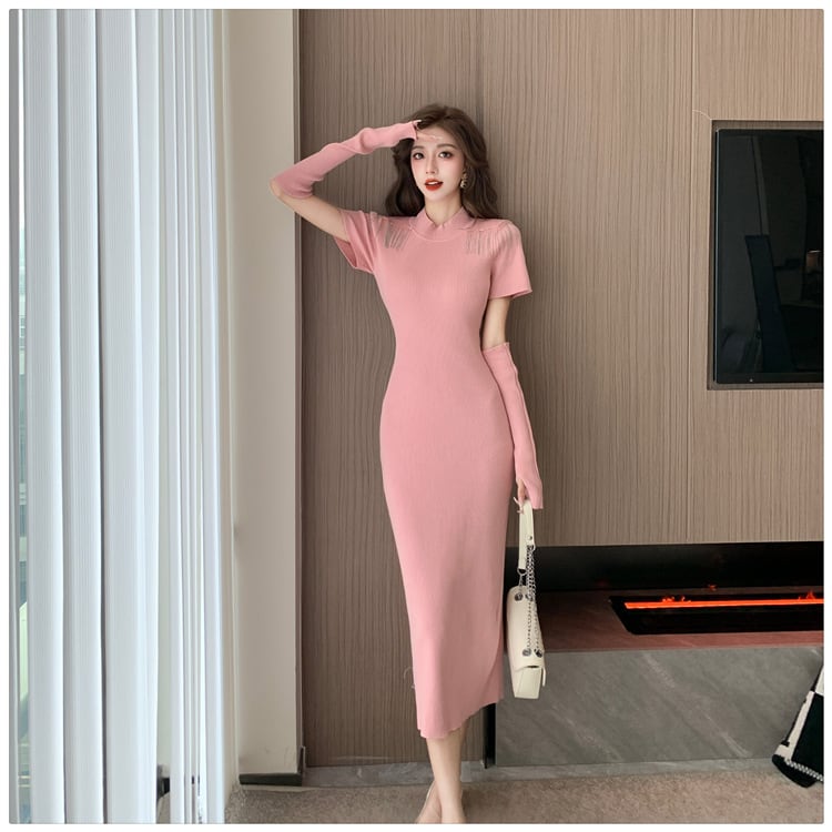【dress】ニットワンピースアームカバー付き　M18252