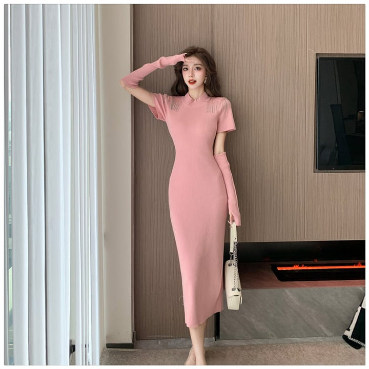 【dress】ニットワンピースアームカバー付き　M18252