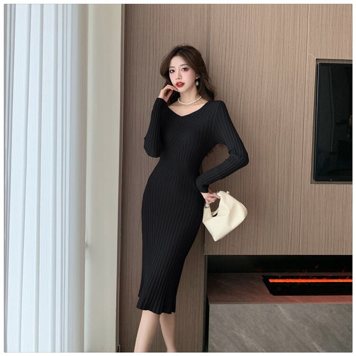 【dress】Vネックニットワンピース　M28208