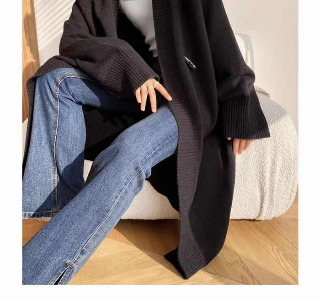 【outer】ロング丈Vネックニットカーディガン　M17823