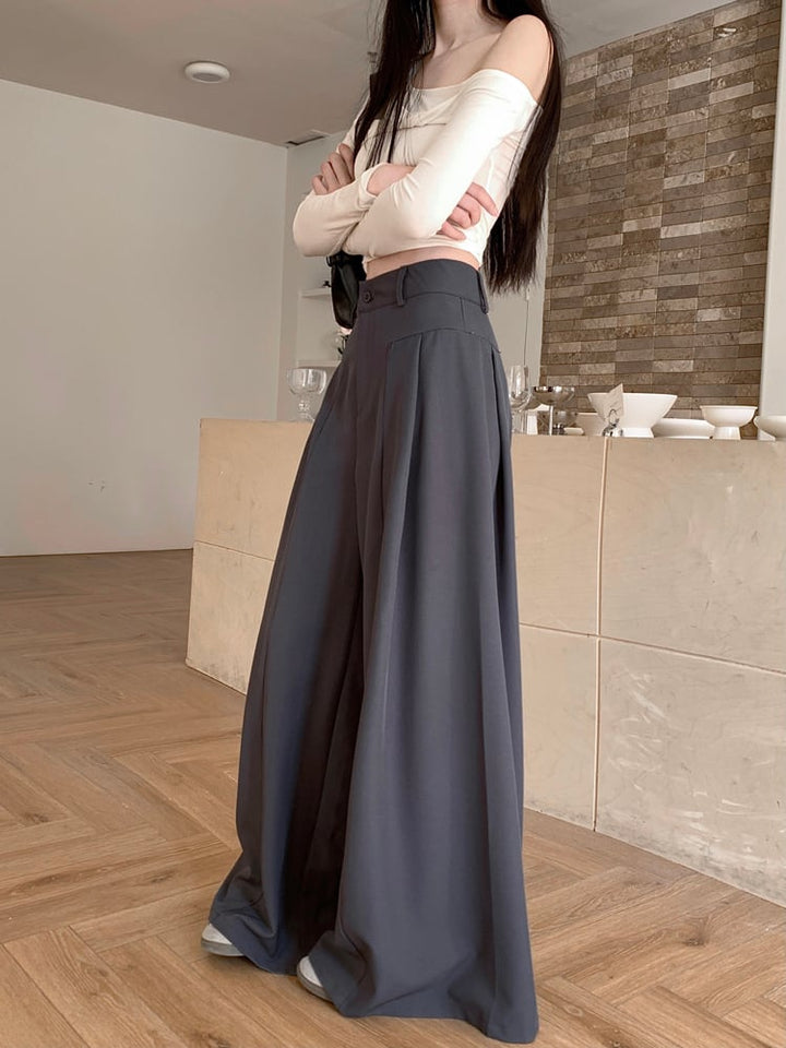 【bottoms】ストレートハイウエストワイドパンツ　M29763