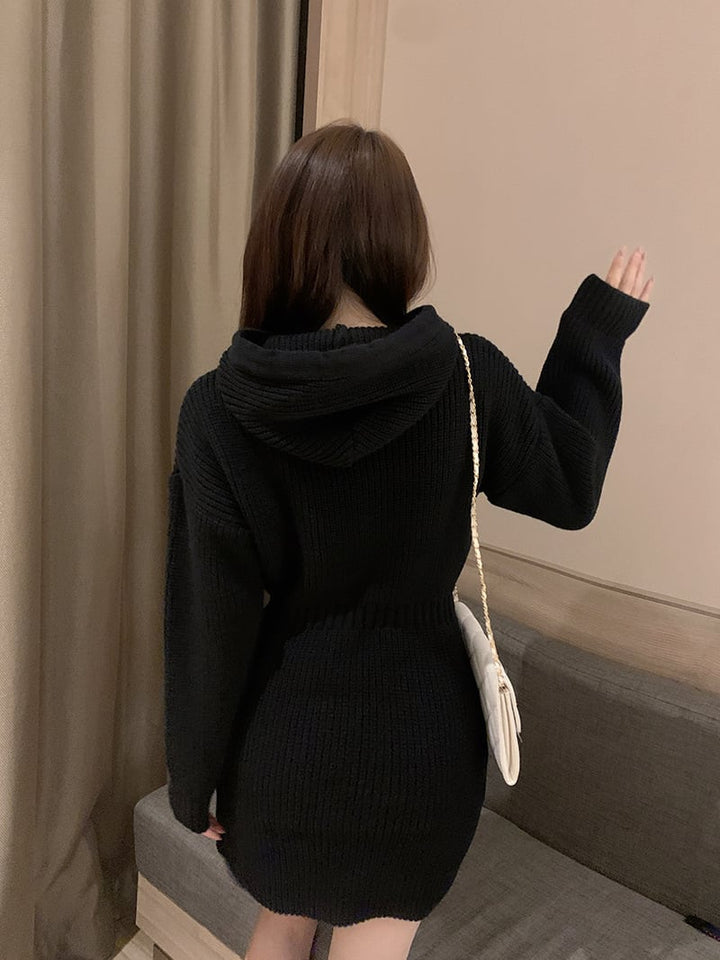 【dress】フード付きニットワンピース　M25351
