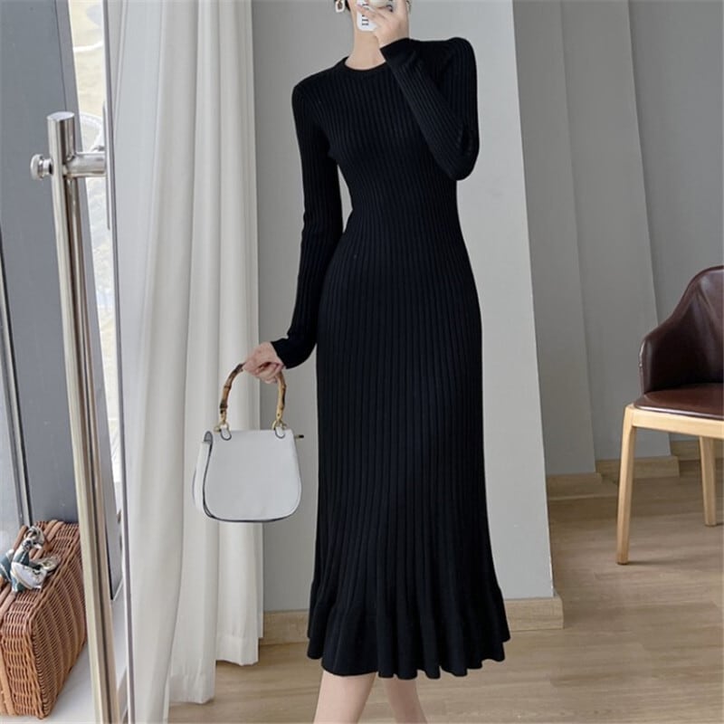 【dress】フリルニットワンピース　M18383