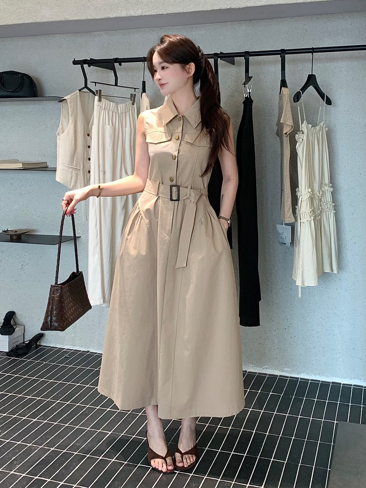 【dress】ノースリーブAラインワンピース Q8655