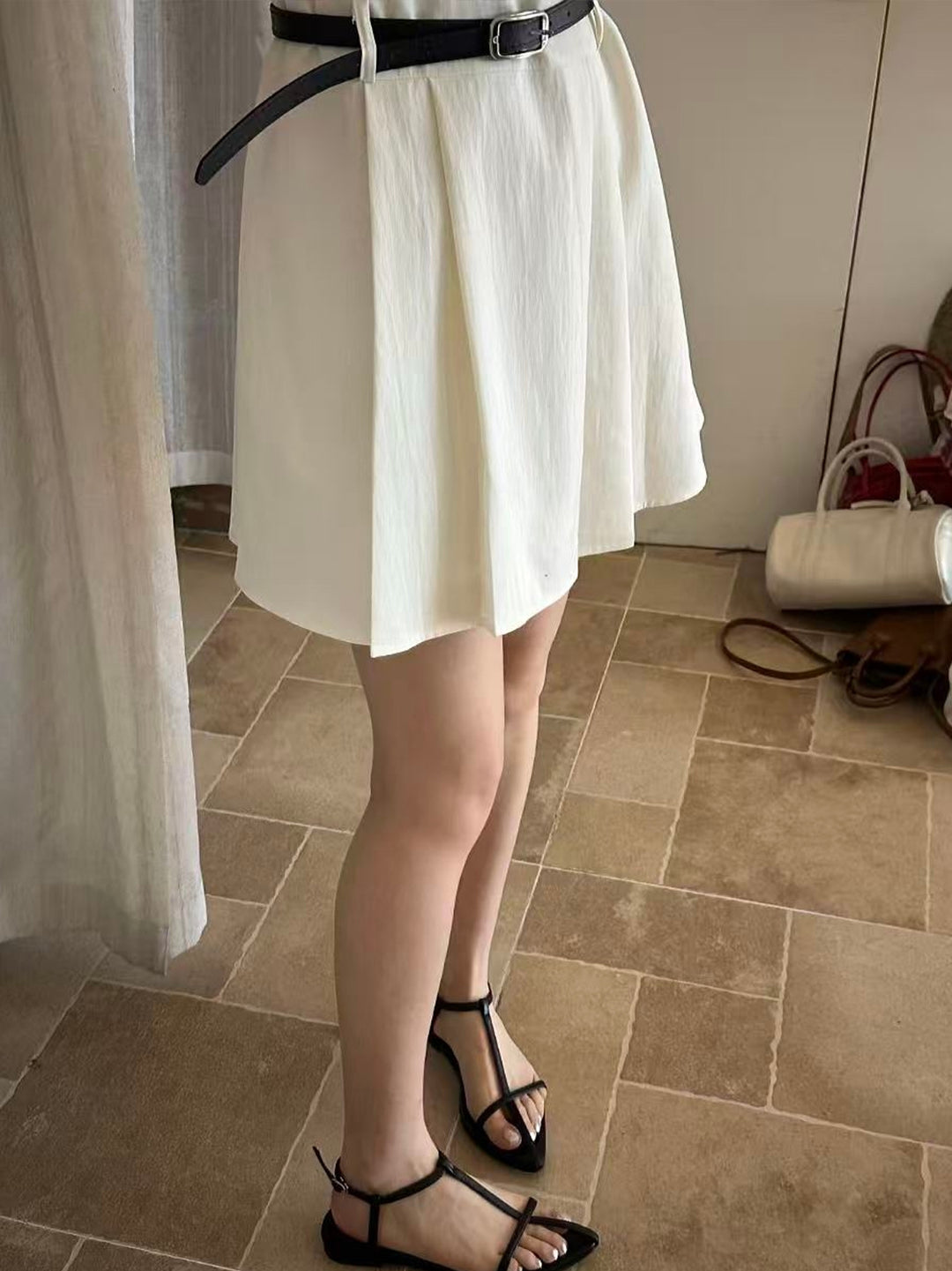 【dress】ベルト付きノースリーブワンピース Q8711