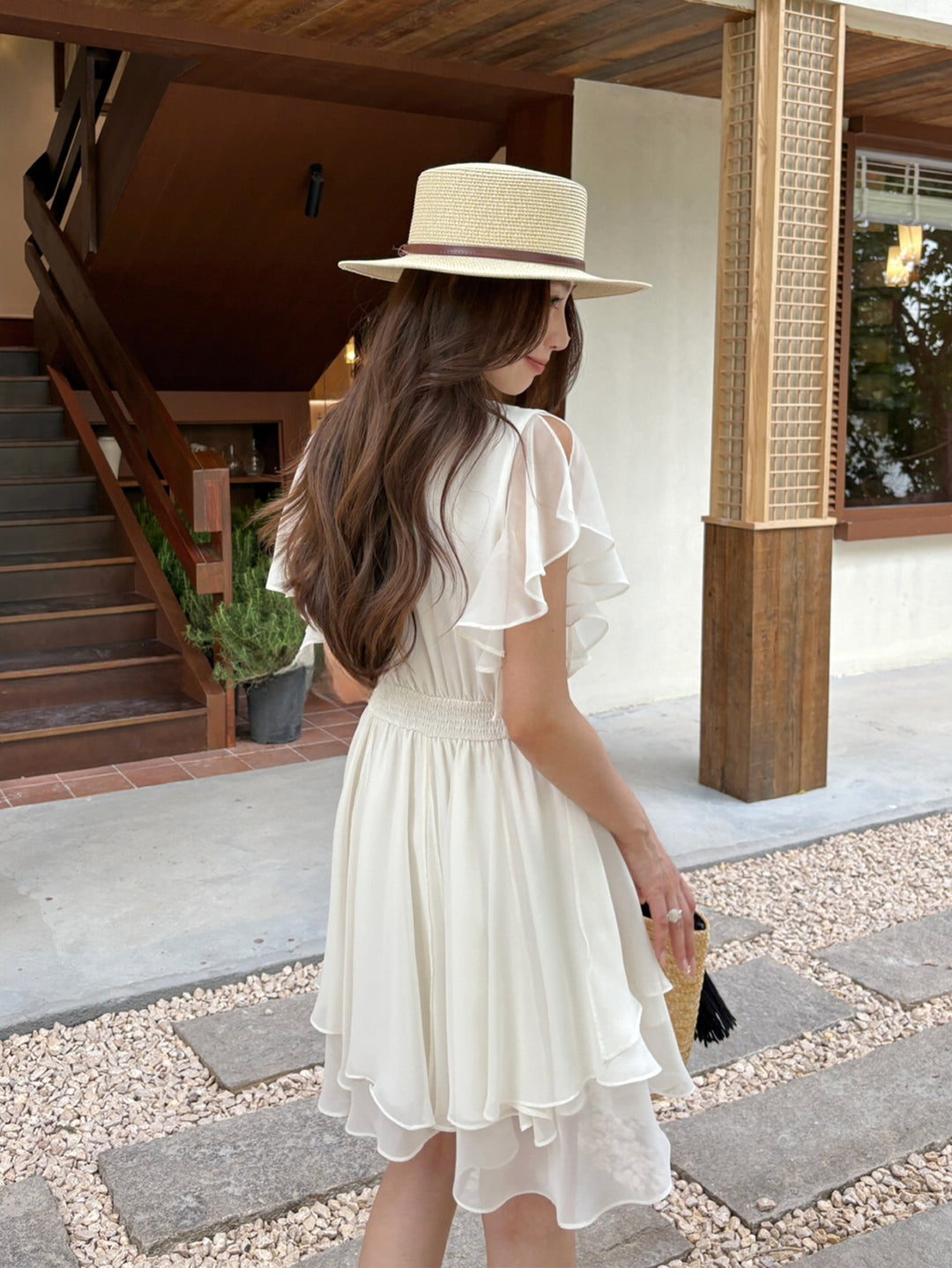 【dress】フラッタースリーブワンピース Q8705