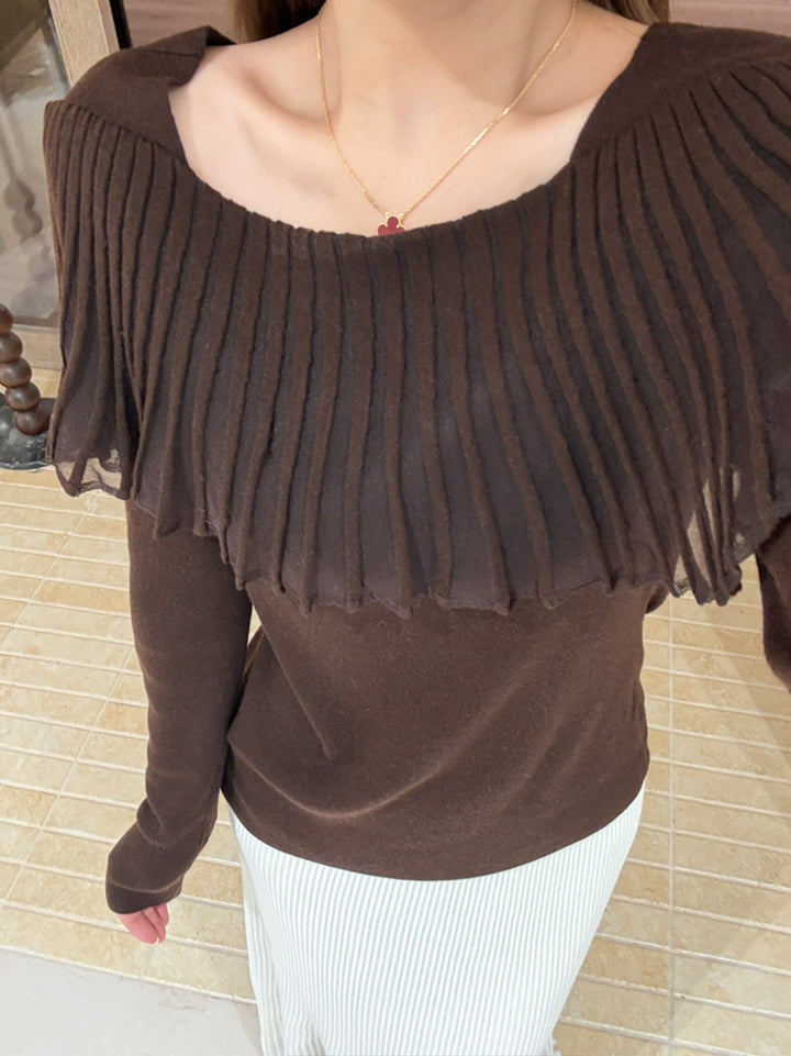 【tops】フレアカラーニットトップス Q9136