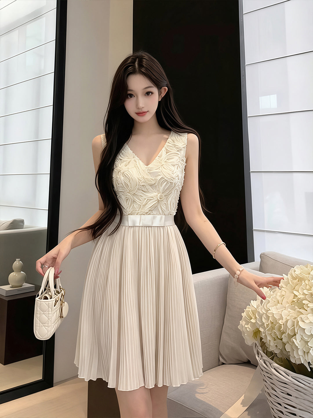 【dress】レースドッキングベストワンピース Q8690