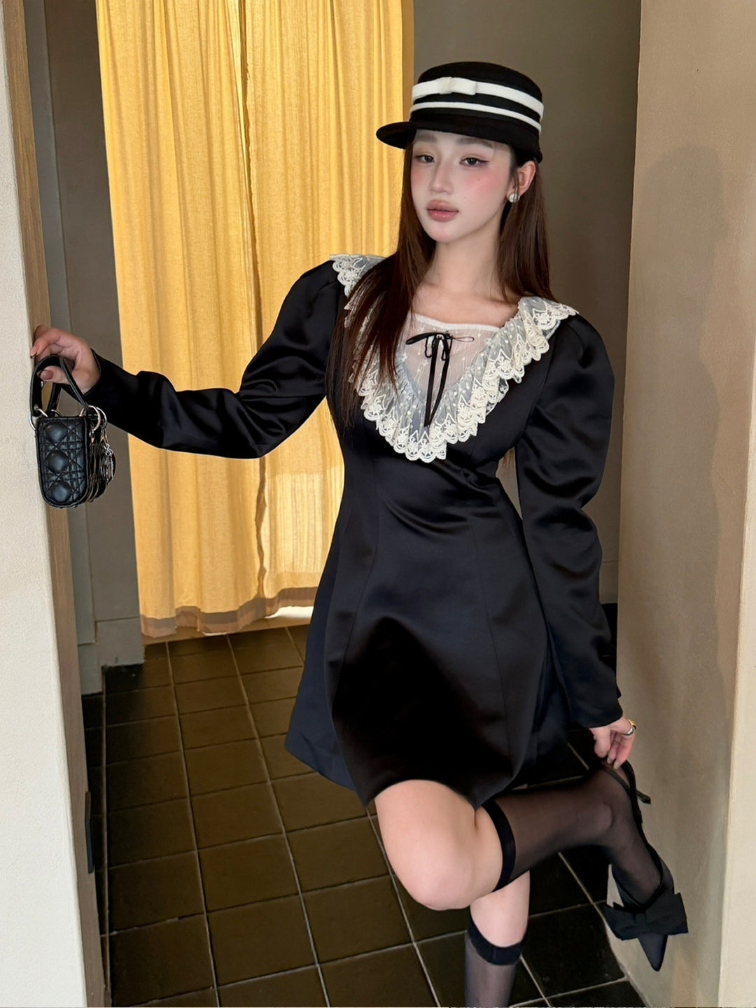 【dress】レースドッキングワンピース Q9080