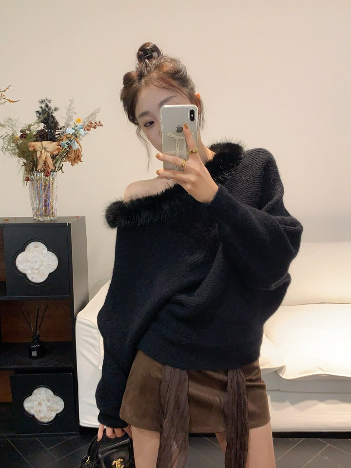 【tops】ファードッキングニットトップス Q9287