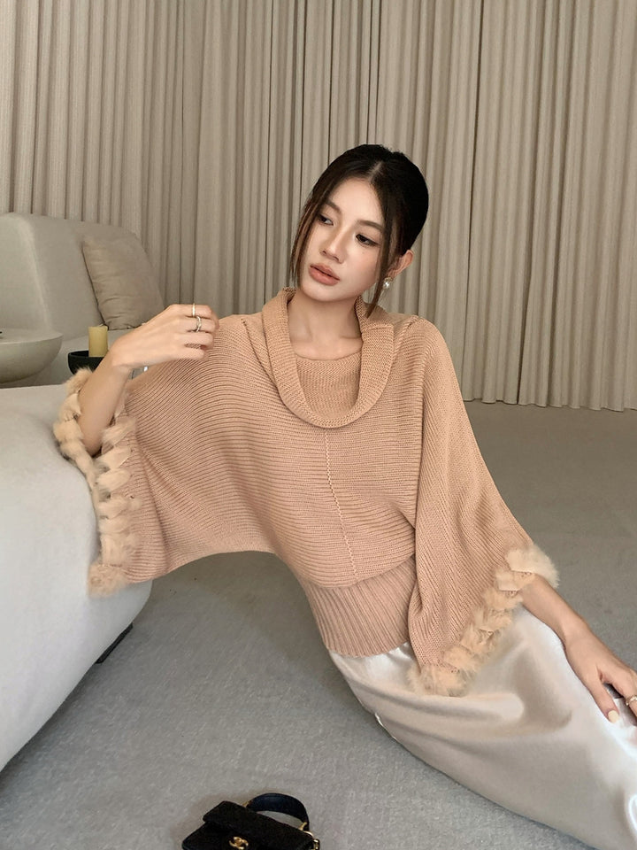 【tops】ファードッキングニットトップス Q9236