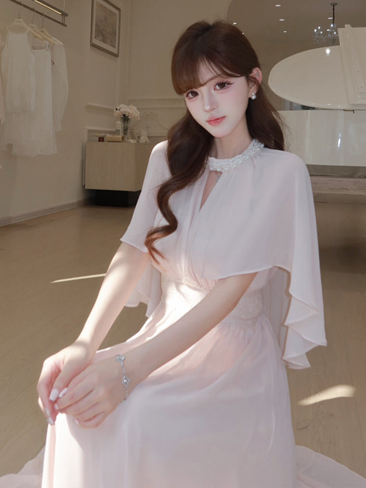 【dress】パール付きロングワンピース Q8684