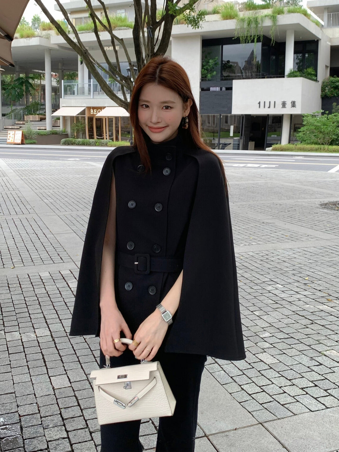 【outer】2色展開ケープコート Q8986