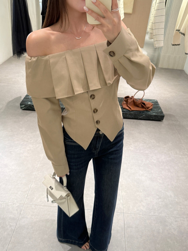 【tops】2色展開オフショルダートップス Q8989