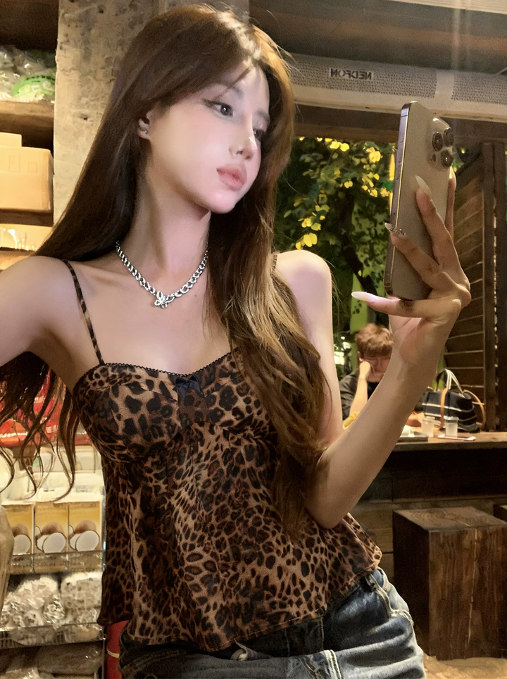 【tops】ヒョウ柄キャミソール Q8618