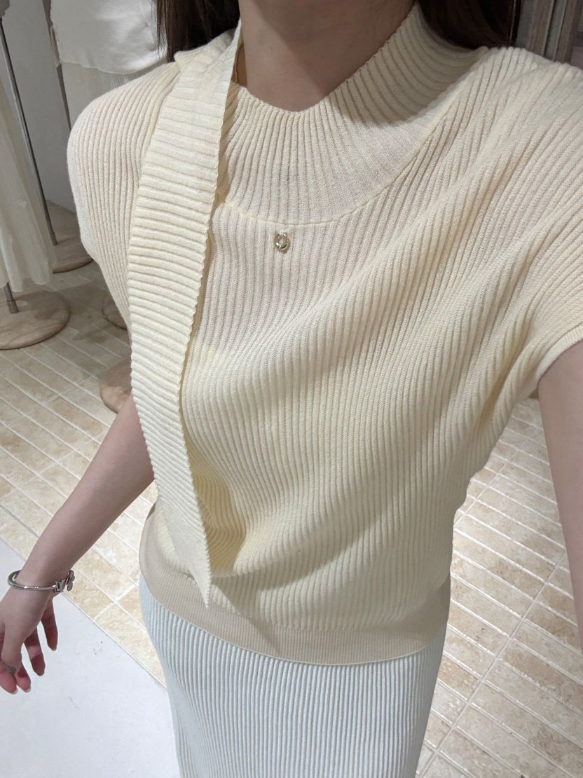 【tops】半袖ニットトップス Q9078