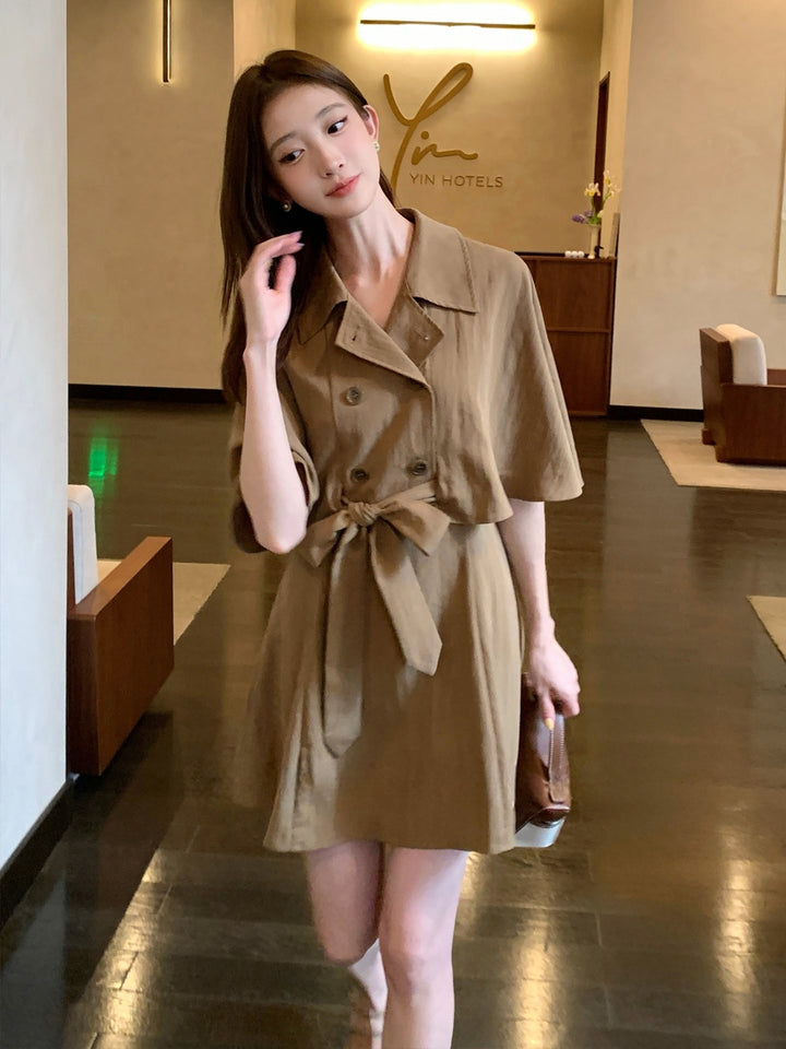 【dress】半袖ケープワンピース Q8963