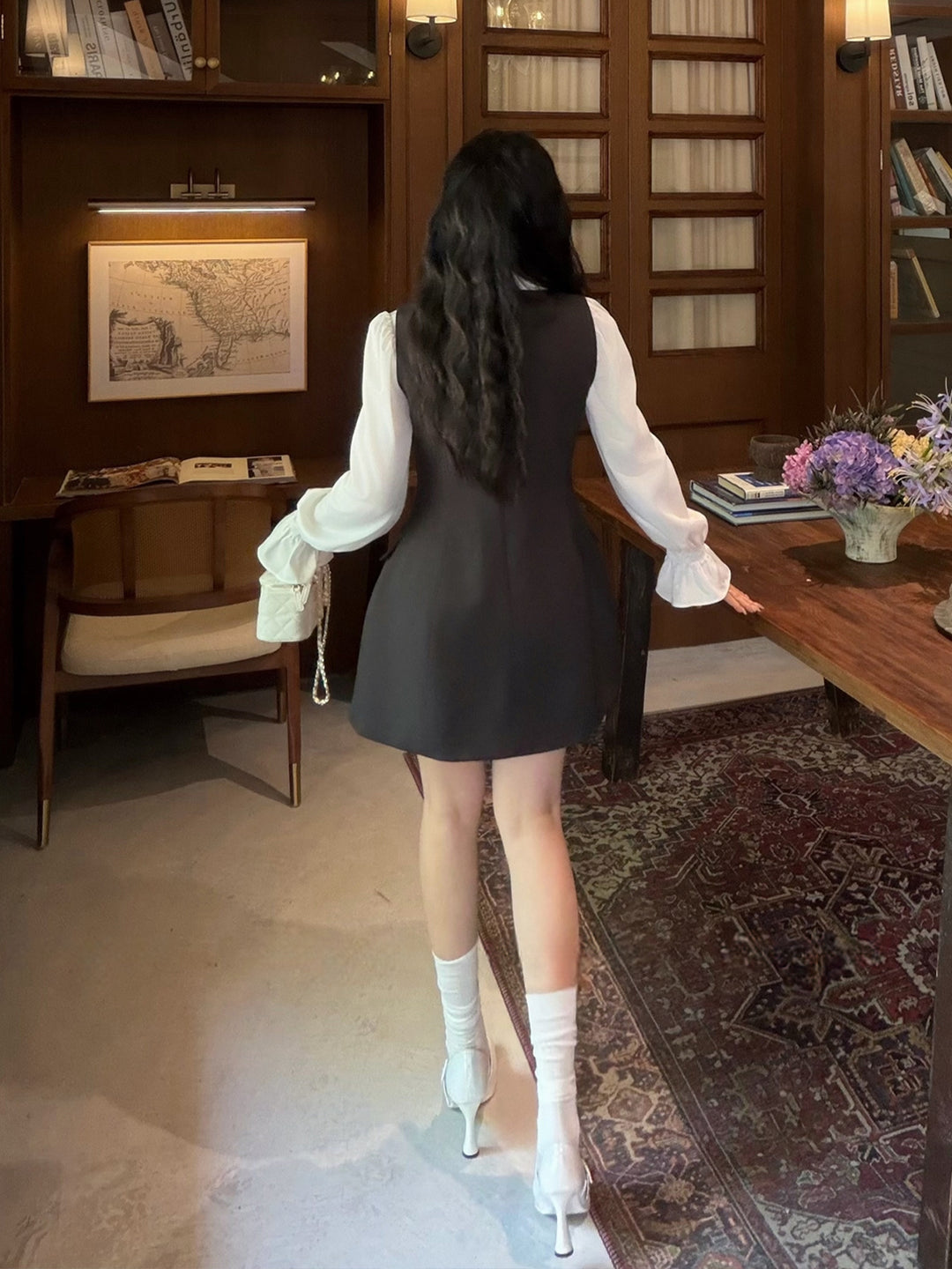 【dress】ラインストーン付きベストワンピース Q9087