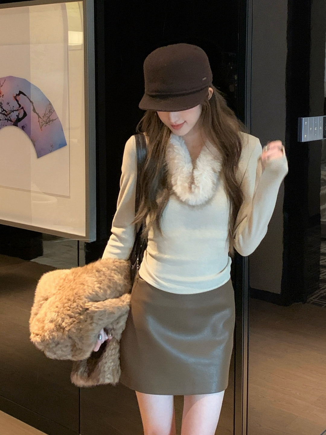 【tops】ファードッキングニットトップス Q9270