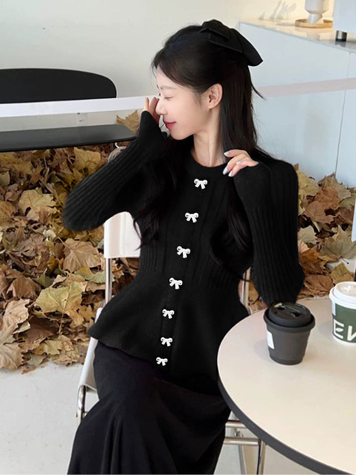 【tops】リボン付きニットトップス Q9064