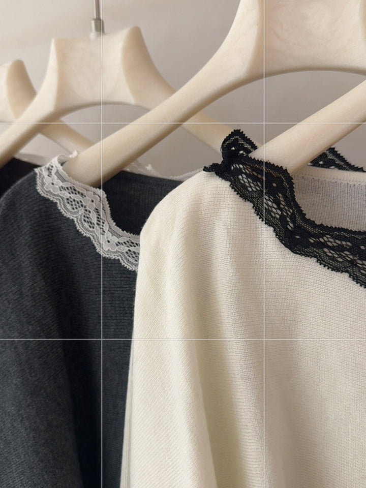 【tops】レースドッキングニットトップス Q9158