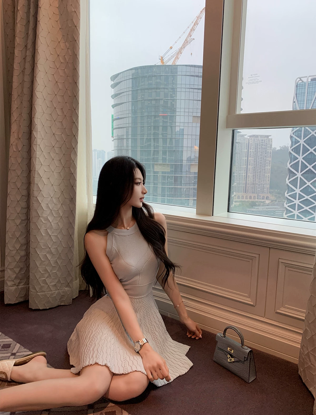【dress】ホルターネックニットミニワンピース Q8545
