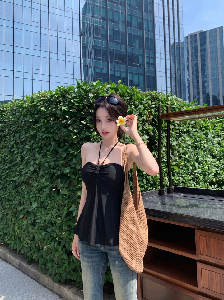 【tops】ホルターネックフレアトップス Q8579