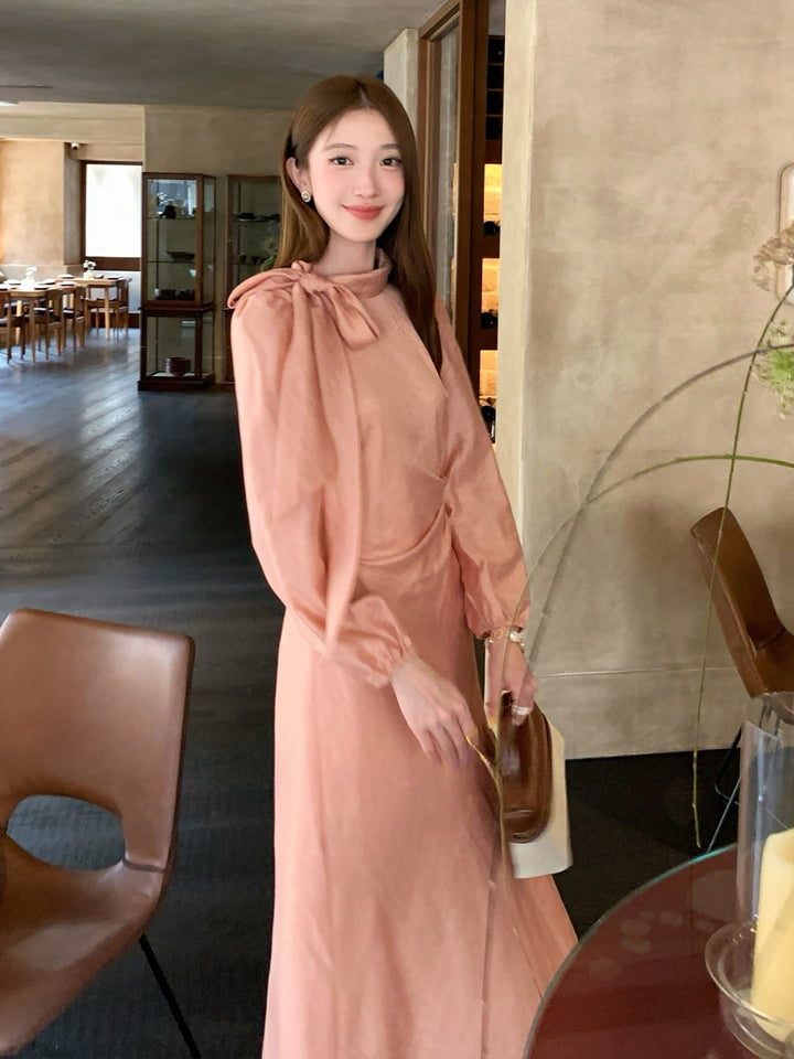【dress】リボン付きロングワンピース Q8961