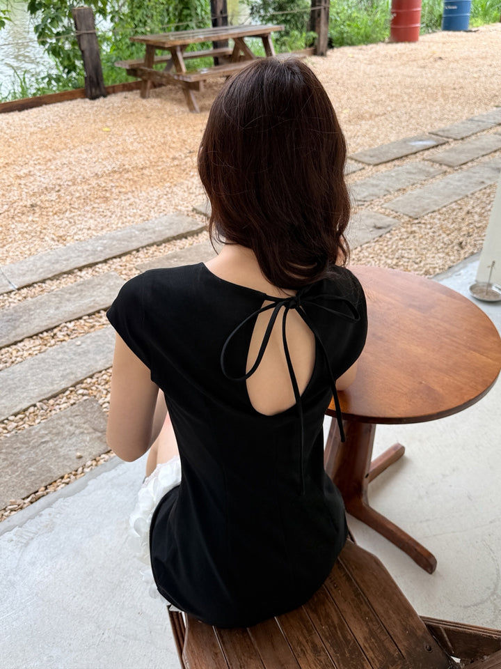 【dress】バックオーポンギャザーフリルミニワンピース Q8665