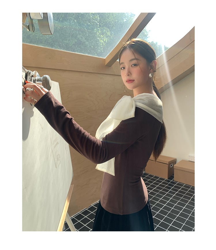 【tops】リボン付きトップス　M27011