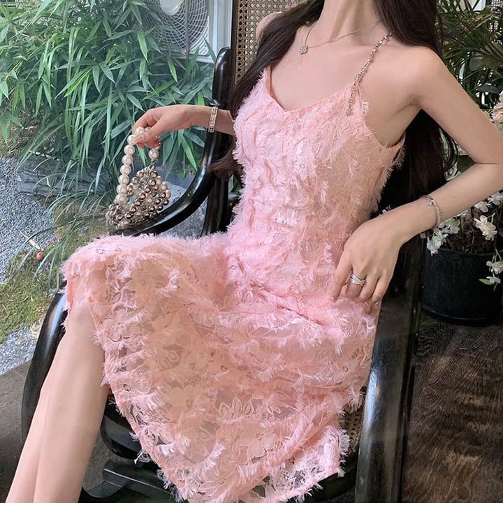 【dress】細身効果抜群♪スウィートキャミワンピース　M16927