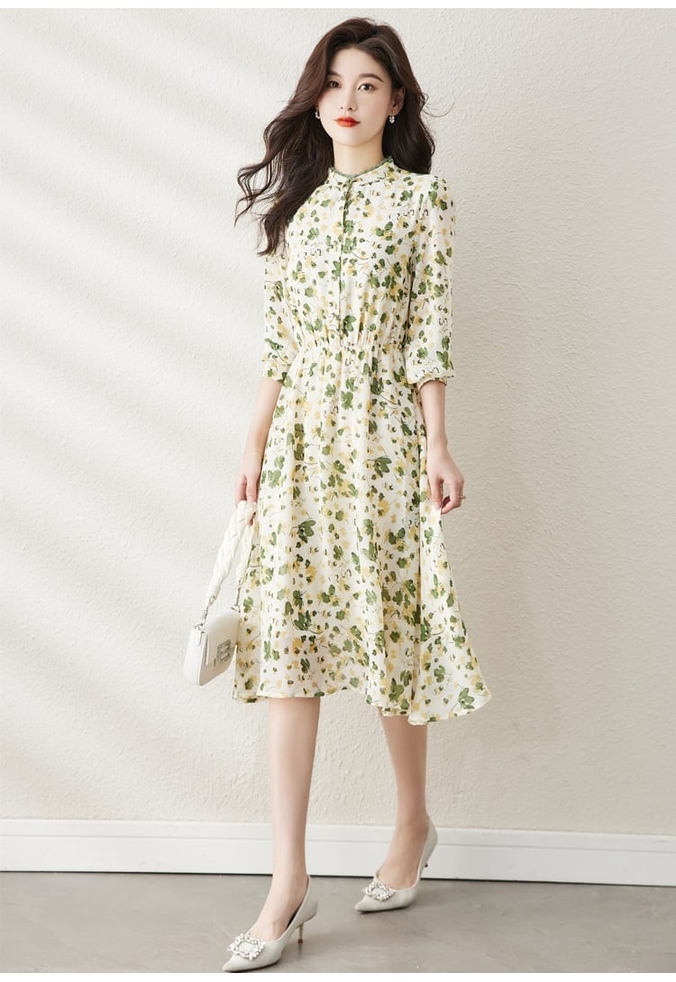 【dress】大人らしい スウィート花柄ワンピース着瘦せ　M17384