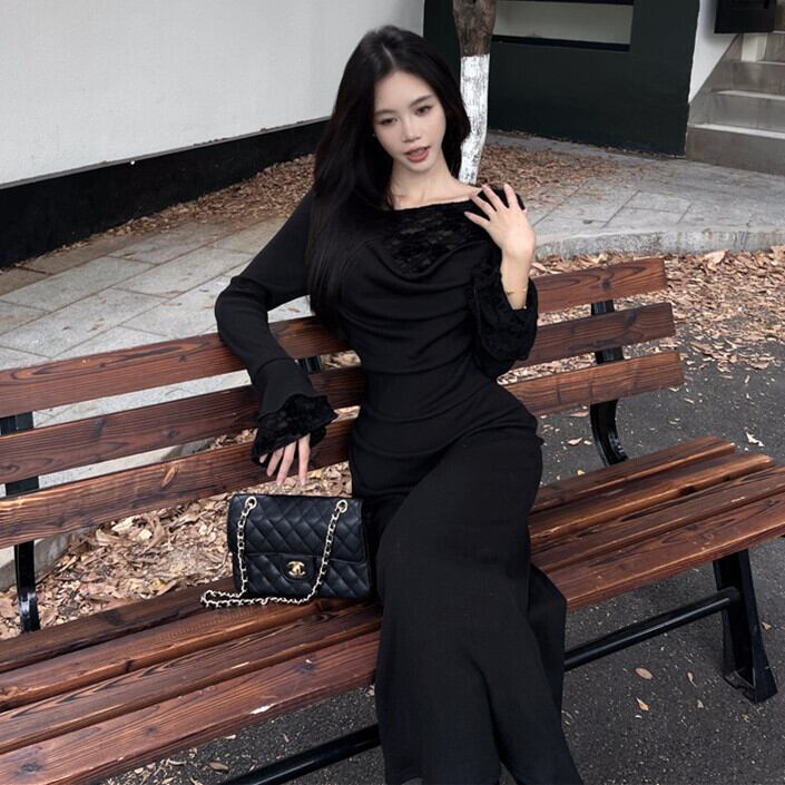 【dress】レース切り替えワンピース　M27846
