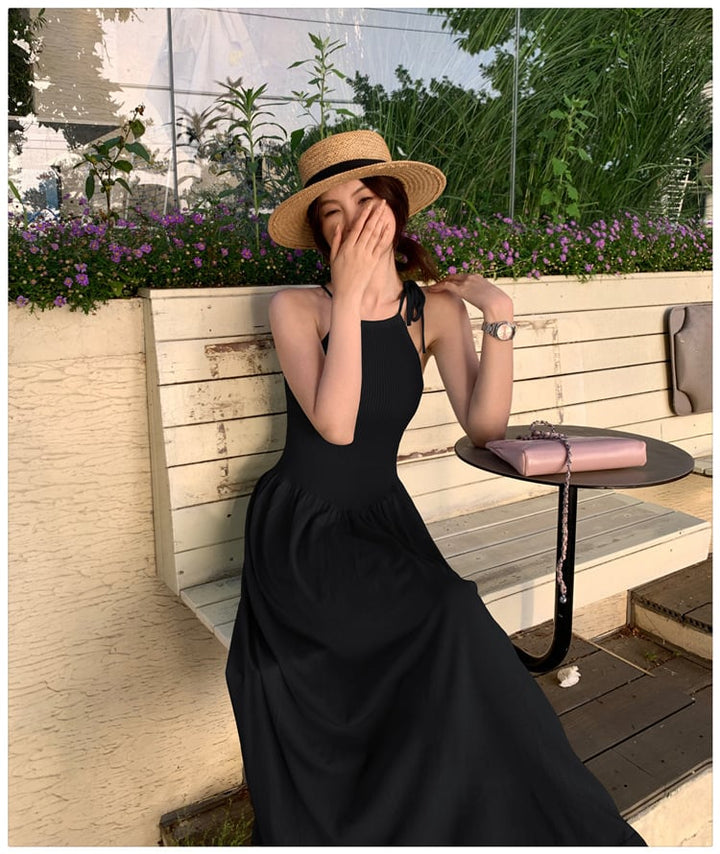 【dress】ニット切り替えワンピース