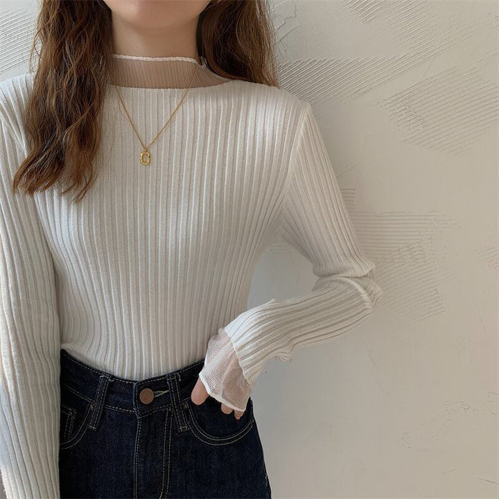 【tops】チュールドッキングニットトップス　M26543