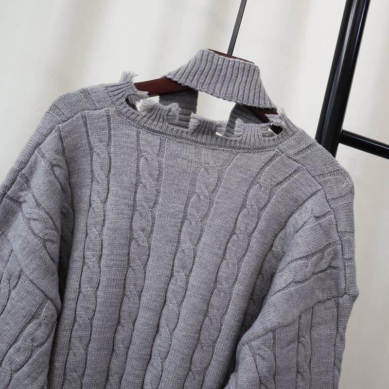 【tops】不規則 イレギュラーニットセーター　M28597
