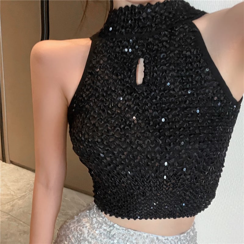 【tops】キラキラホルターネックトップス　M24801