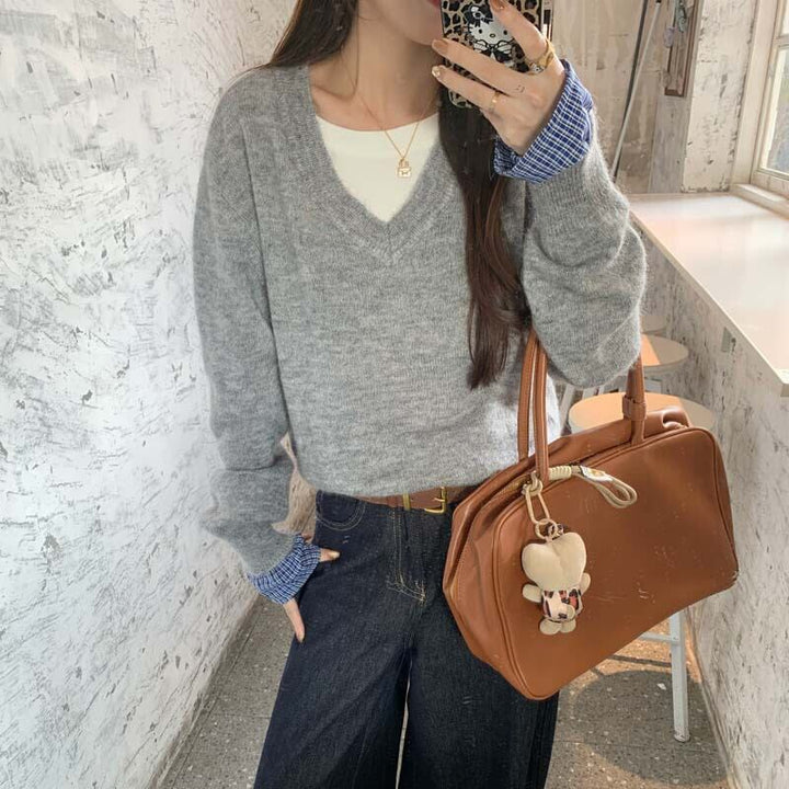 【tops】切り替えニットセーター　M27498
