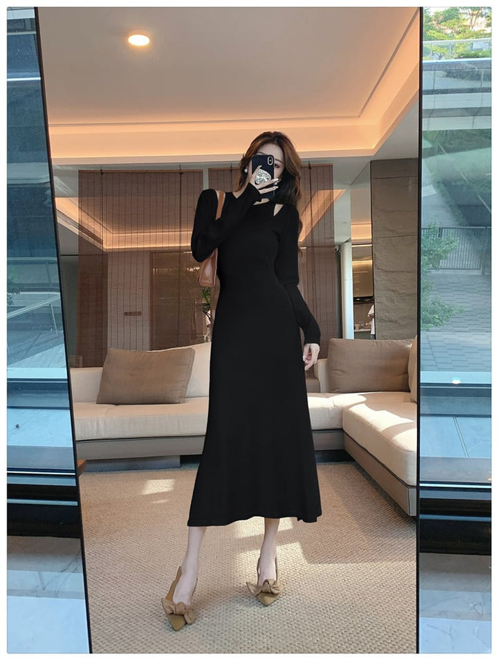 【dress】今季マストバイ切り替えニットワンピース　M17622