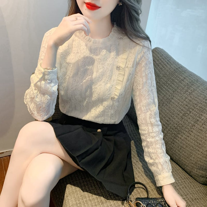 【tops】柔らかくて優しい印象レースシャツトップス　M17342