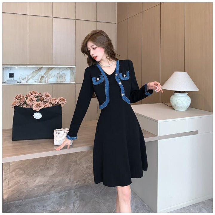 【dress】ドッキングニットワンピース　M18359