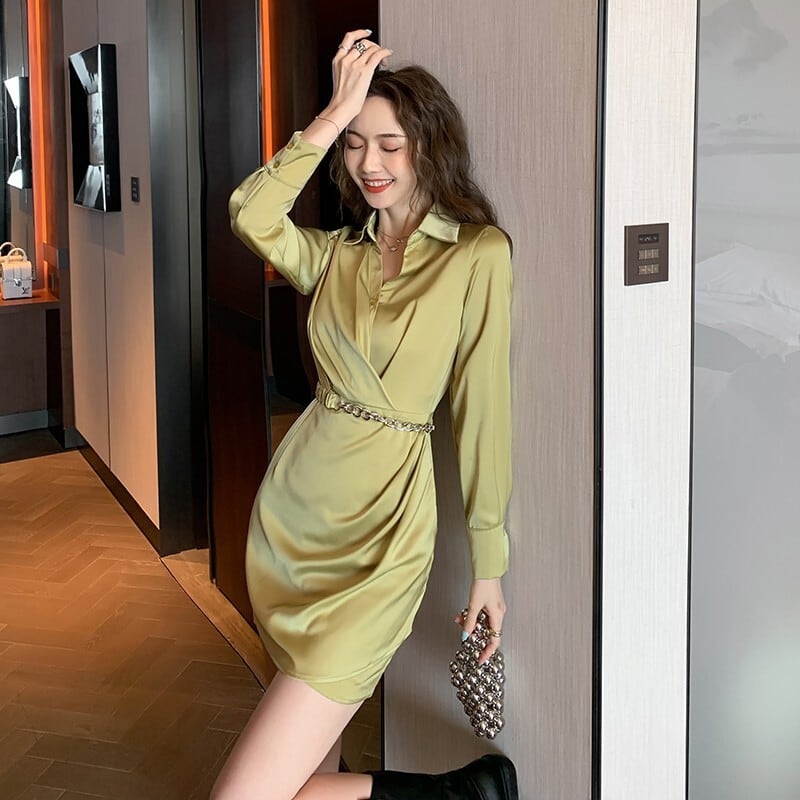 【dress】流行に流されないシャツワンピース着瘦せ　M17099
