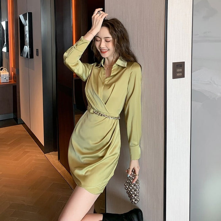 【dress】流行に流されないシャツワンピース着瘦せ　M17099