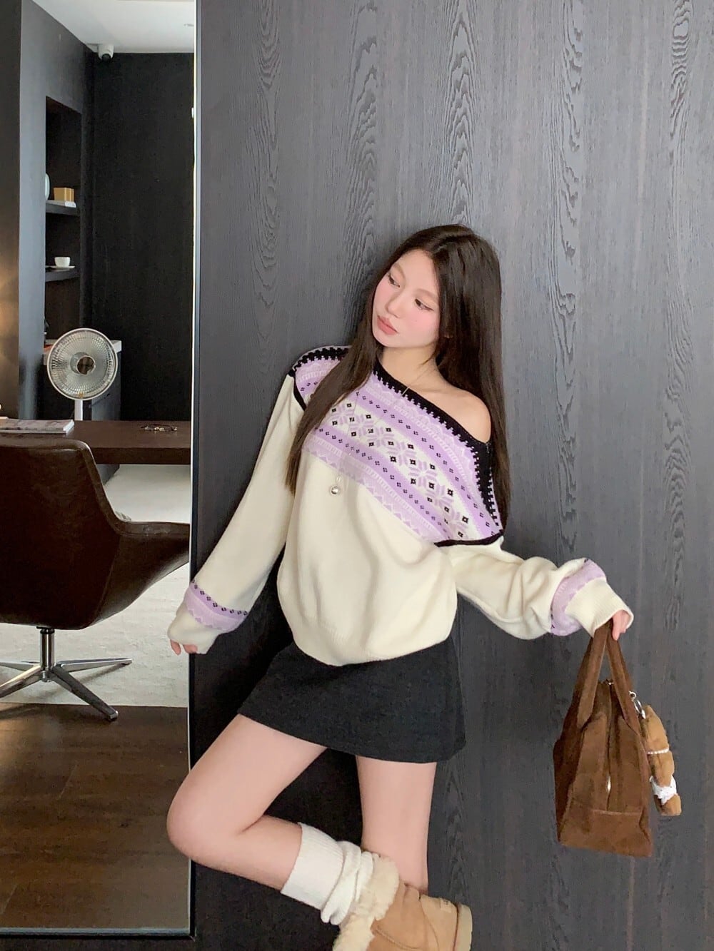 【tops】ジャカードニットセーター　M28843
