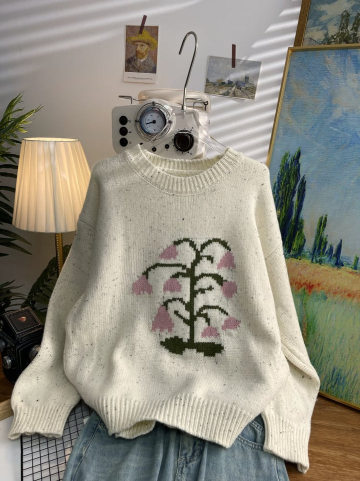 【tops】ジャカードニットセーター　M26612