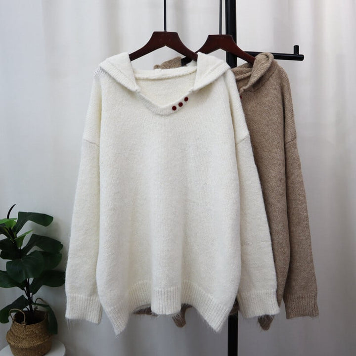 【tops】フード付きニットセーター　M28593